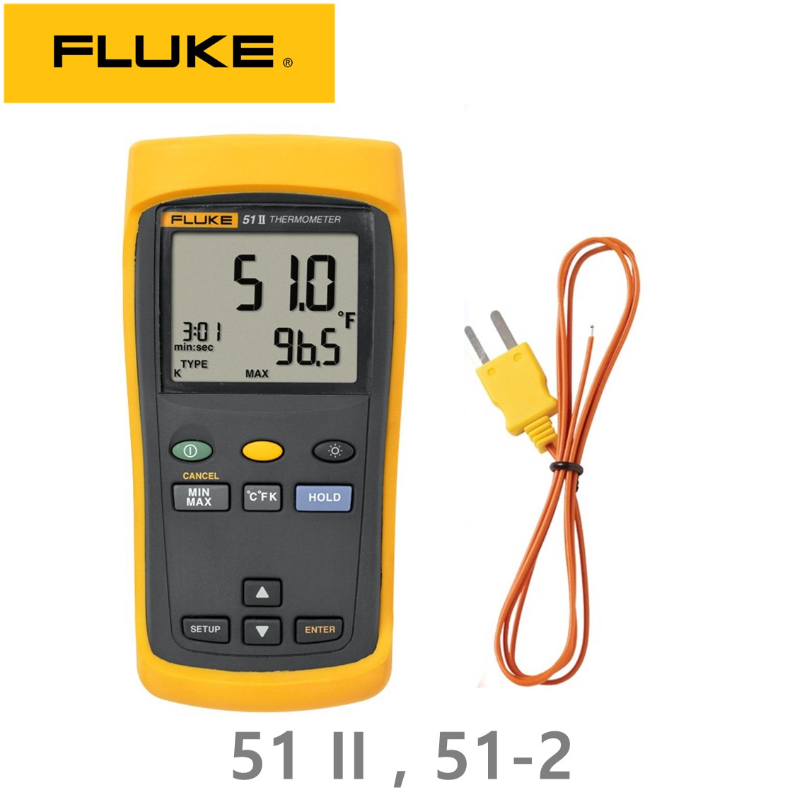 [ FLUKE 51-2 60Hz] 정품 플루크 디지털 온도계 51 II, 접촉식 온도계 (1 채널)