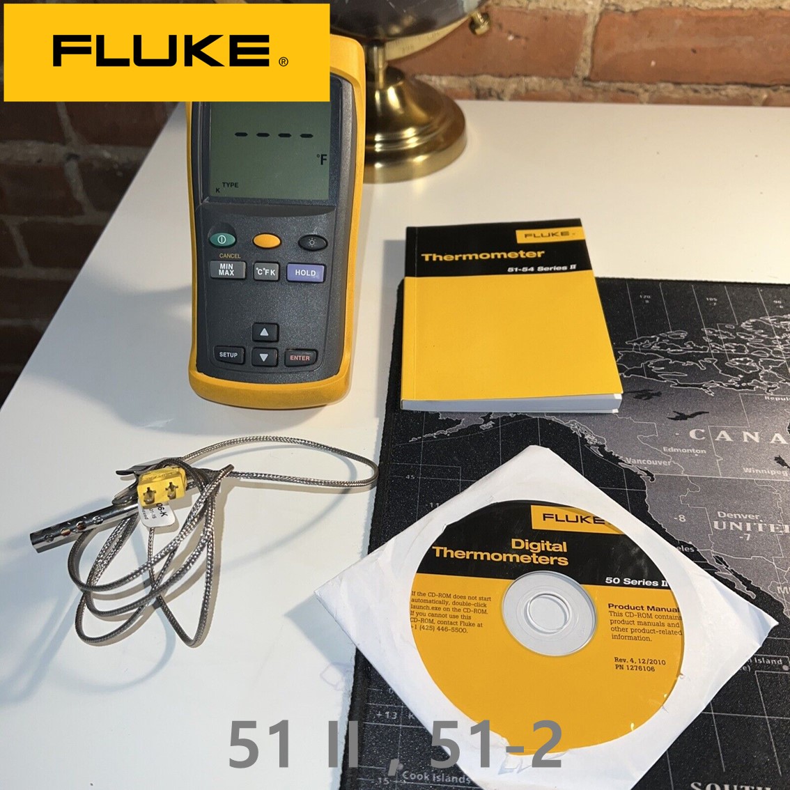 [ FLUKE 51-2 60Hz] 정품 플루크 디지털 온도계 51 II, 접촉식 온도계 (1 채널)