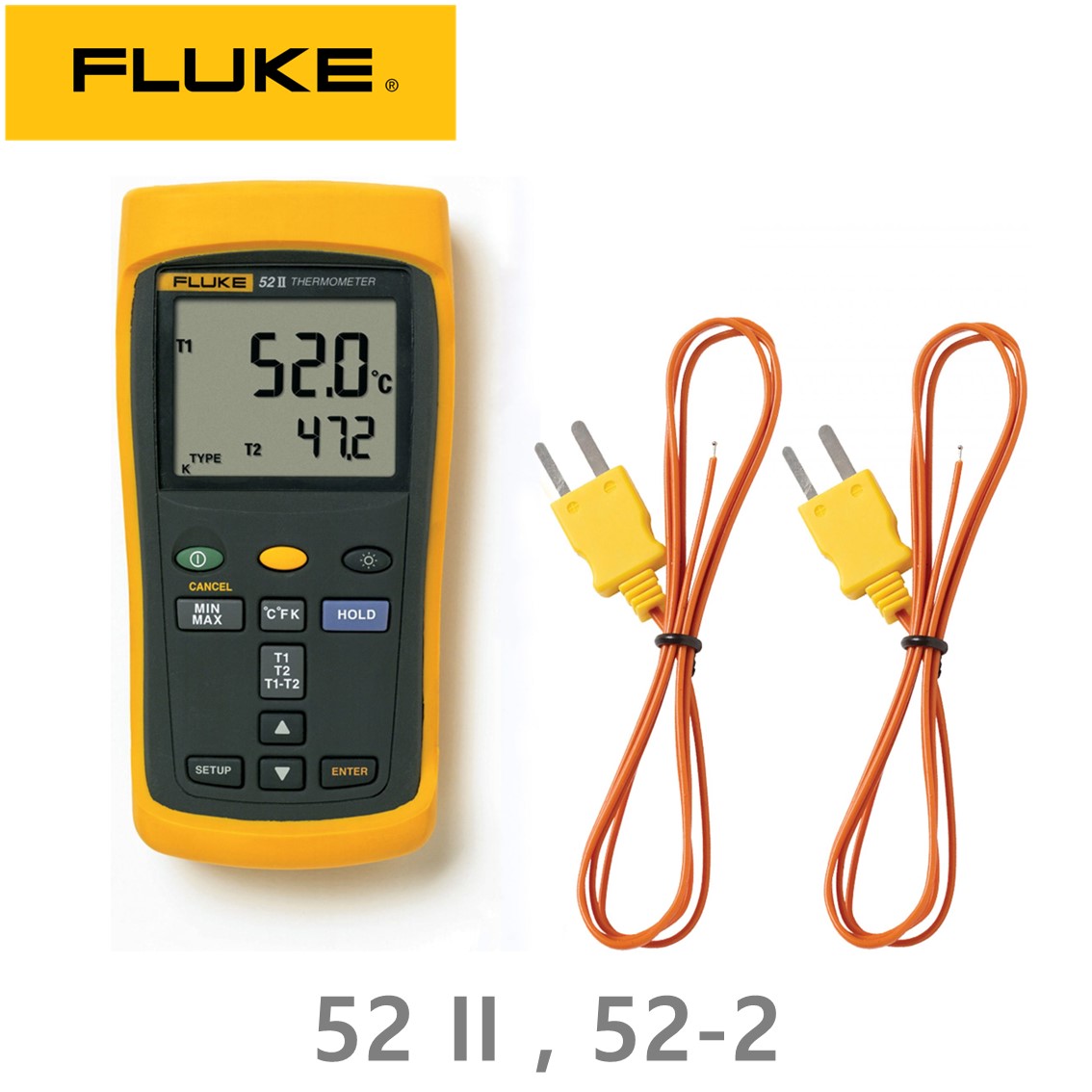 [ FLUKE 52-2 60Hz] 정품 플루크 디지털 온도계 52 II, 접촉식 온도계, 온도미터 (2 채널)