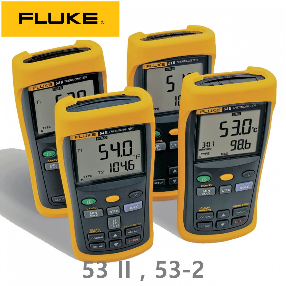 FLUKE 53-2 B 60Hz 정품 디지털 온도계 53 II, 접촉식 온도계, 온도미터 (1채널)