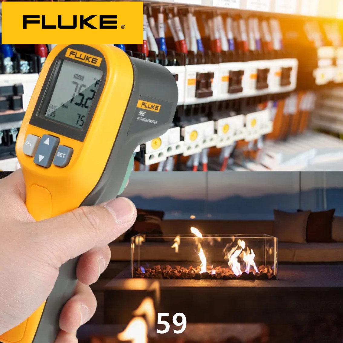 [ FLUKE 59 ESP] 플루크 비접촉 디지털온도계, 가정용,산업용,고기,오븐 적외선 레이저 온도계 (-30℃~350℃)