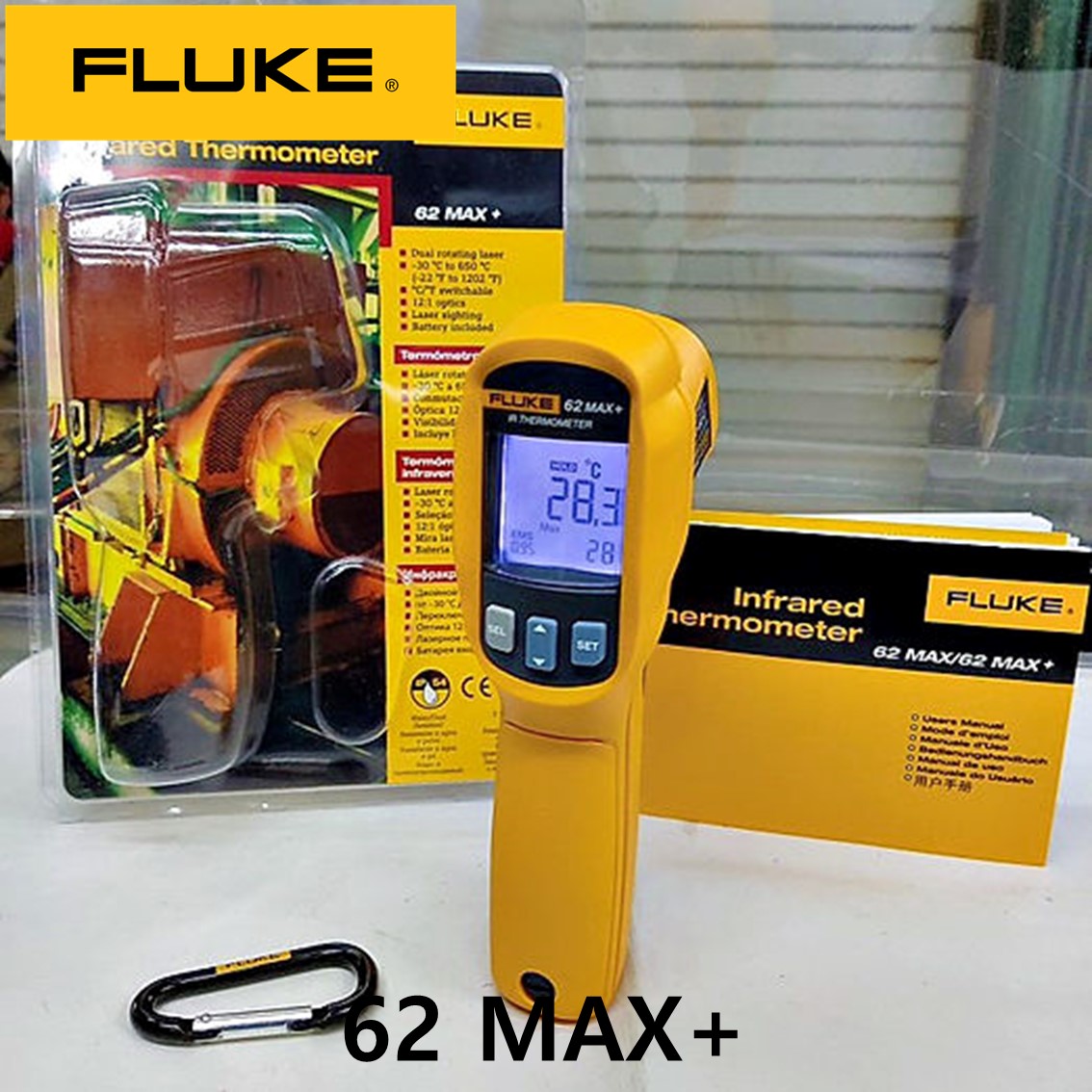 [ FLUKE 62 MAX +] 플루크 적외선 온도계, 온도미터, 비접촉온도계 (-30℃~650℃) 듀얼레이저