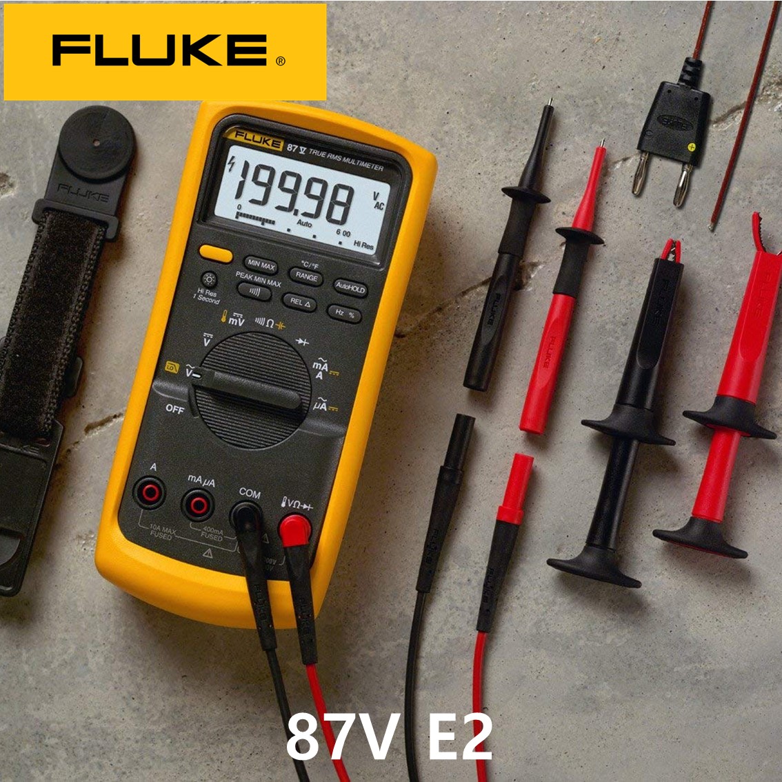 FLUKE 87V E2 KIT  정품 디지털 멀티미터, 87-5 E2 (자석 스트랩,3mm프로브)