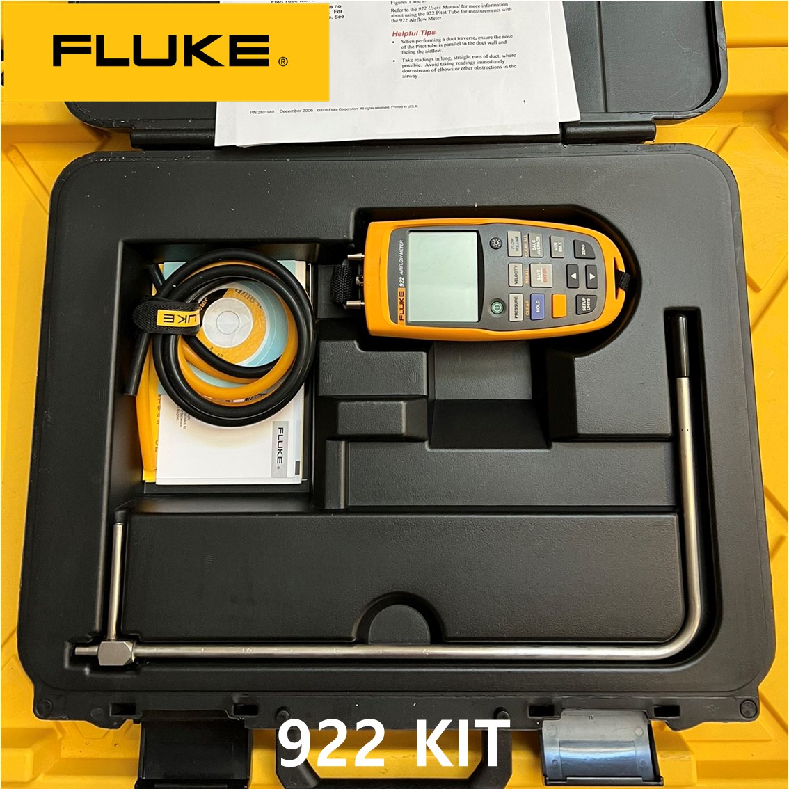 [FLUKE 922 KIT] HVAC용 공기흐름측정기,공기유량계, 차압,풍량계,풍속계 KIT