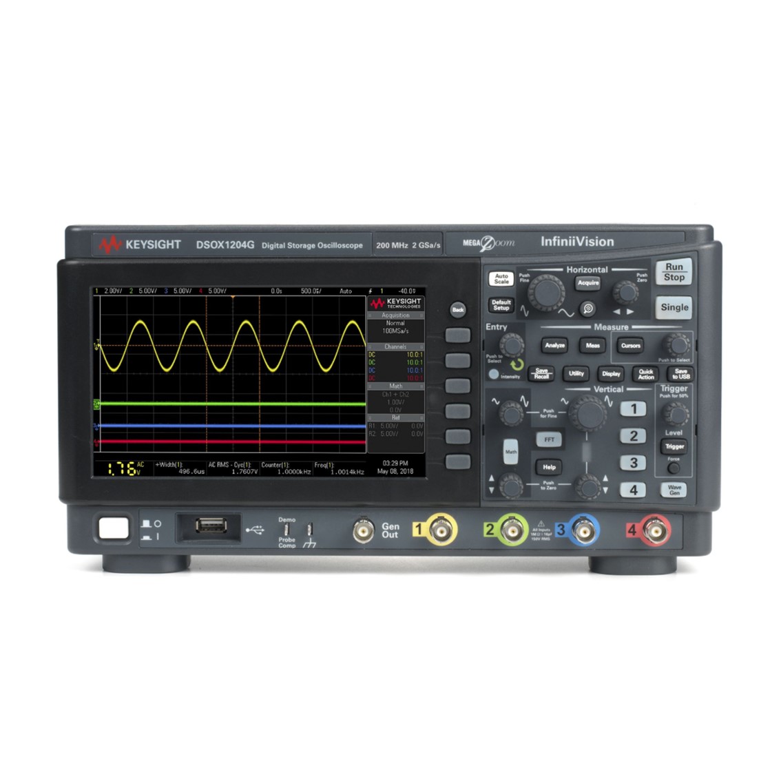 KEYSIGHT DSOX1204G  70/100/200MHz, 4채널, 파형발생기 기능, 오실로스코프