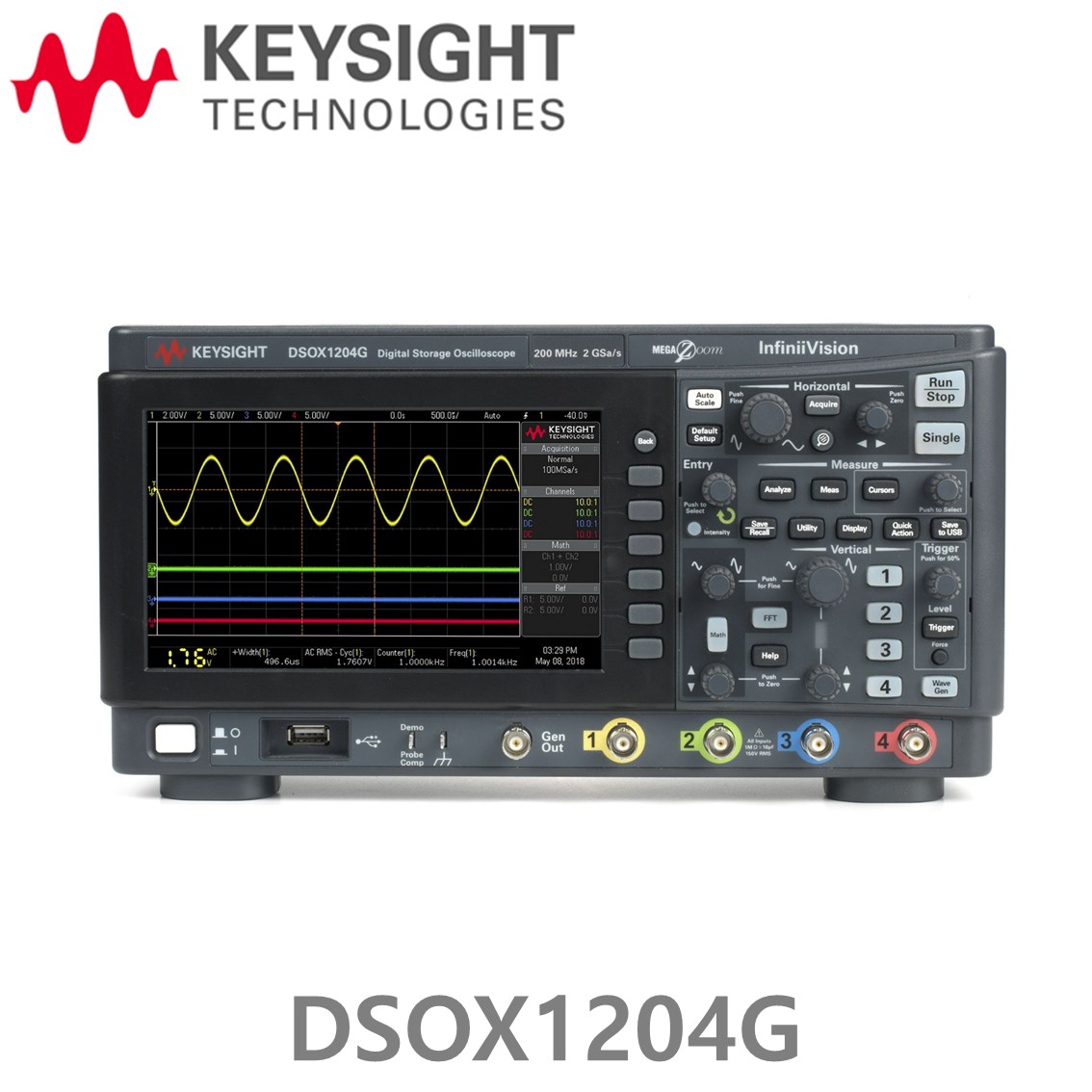 [ KEYSIGHT DSOX1204G ] 키사이트 70/100/200MHz, 4채널, 파형발생기 기능, 디지털오실로스코프