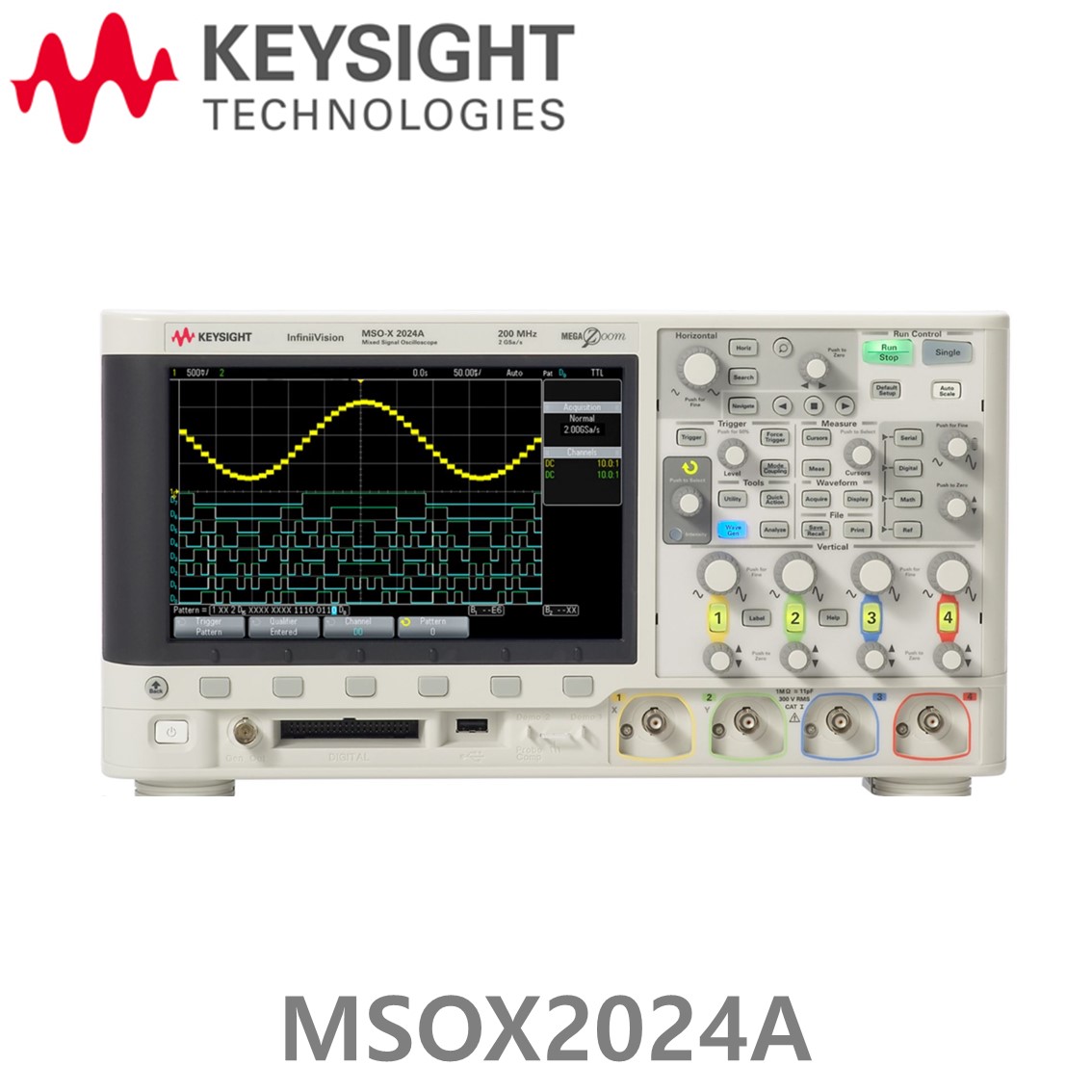 KEYSIGHT MSOX2024A 오실로스코프 4채널, 200MHz, 2GSa, 100 kpts, 디지털8채널