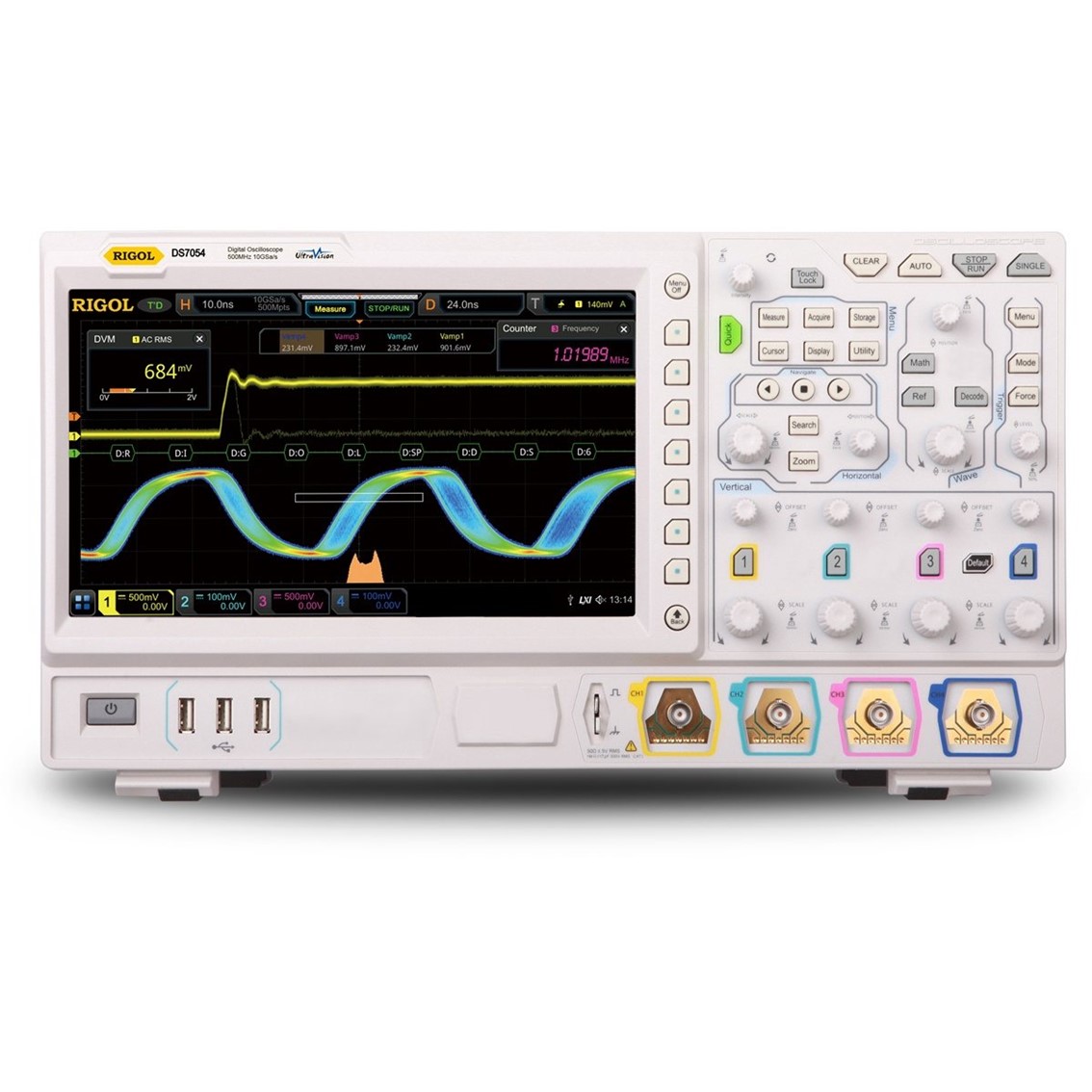 RIGOL DS7034 4채널, 350MHz, 10GSa/s, 500Mpts 디지털 오실로스코프