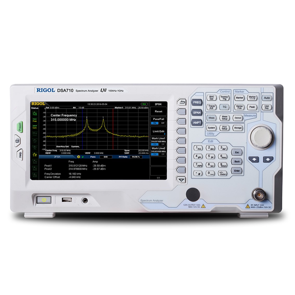 RIGOL DSA705  100Hz~1MHz, 80dBc/Hz, 100Hz RBW 스펙트럼 분석기