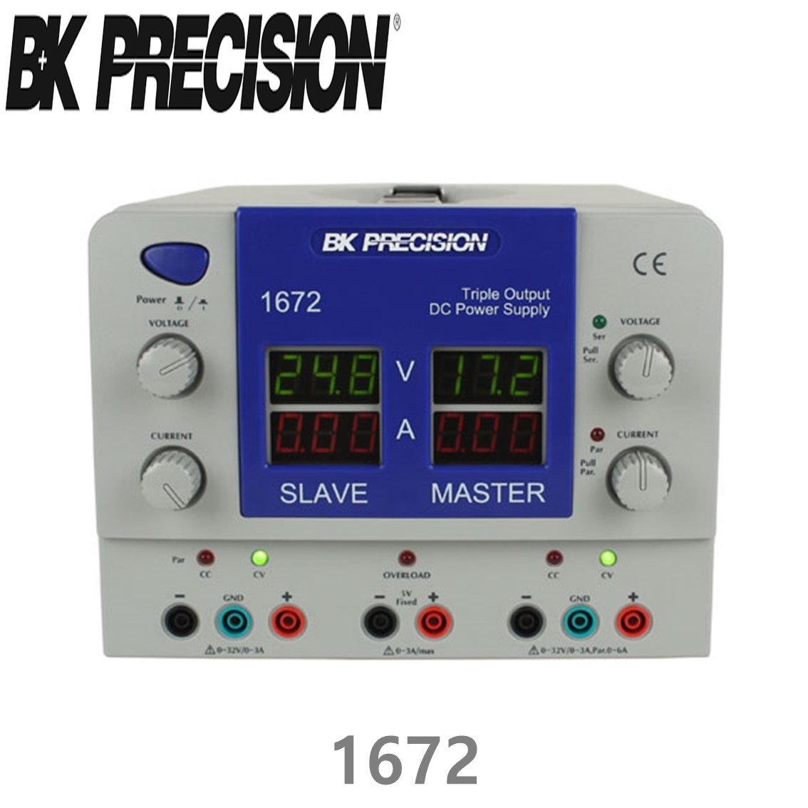 [ BK PRECISION ] BK 1672, 32V/3A x 2채널(가변), 5V/1A x 1채널(고정), Triple OutputDC Power Supply, 3채널 DC 전원공급기, B&K 1672