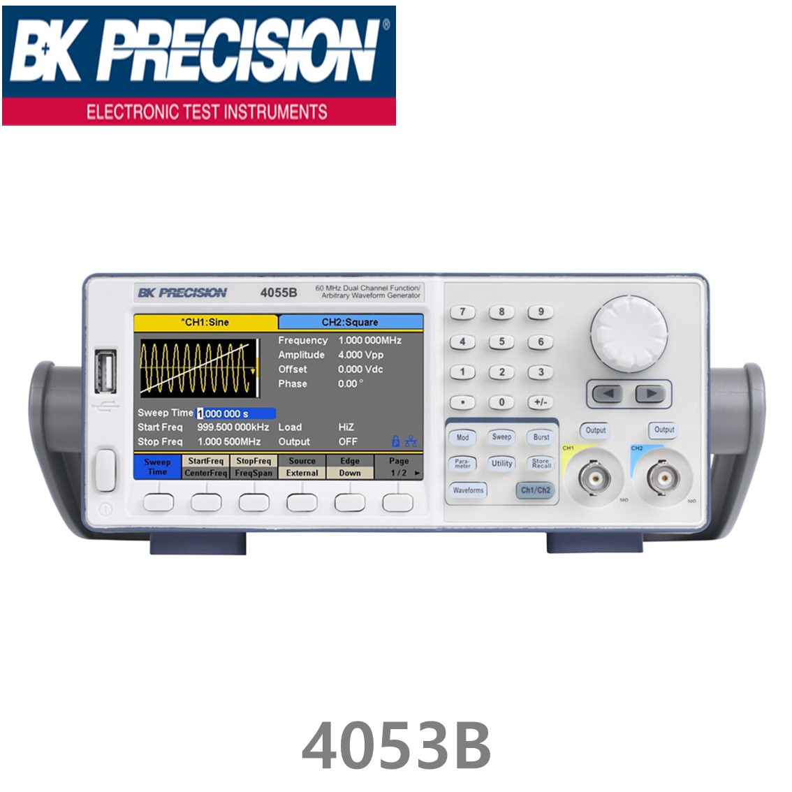 [ BK PRECISION ] BK 4053B, 10MHz, 2채널, Function/Arbitrary Generator, 함수발생기, 임의파형발생기, B&K 4053B