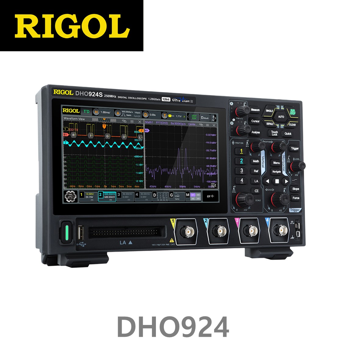 [ RIGOL DHO924 ] 4채널 250MHz 1.25GSa/s 12비트 오실로스코프