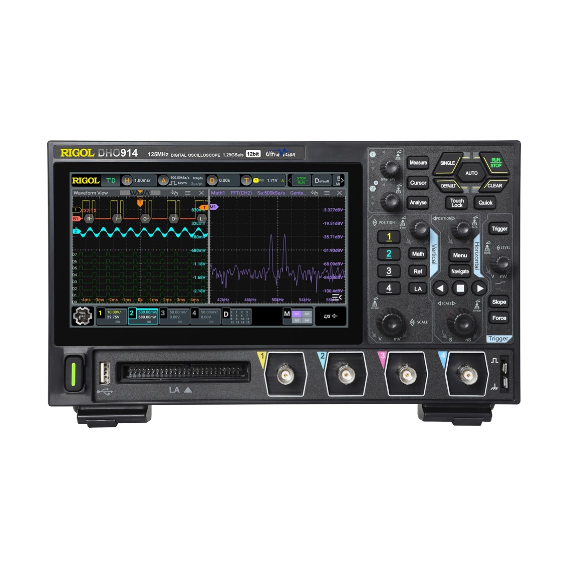 RIGOL DHO914S  4채널, 125MHz, 1.25GSa/s, 12비트,50Mpts 오실로스코프,임의파형발생기