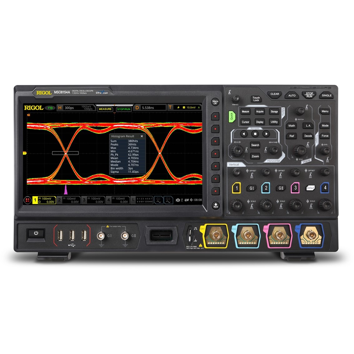 RIGOL MSO8154A  4채널,1.5GHz,10GSa/s,500Mpts 디지털 오실로스코프