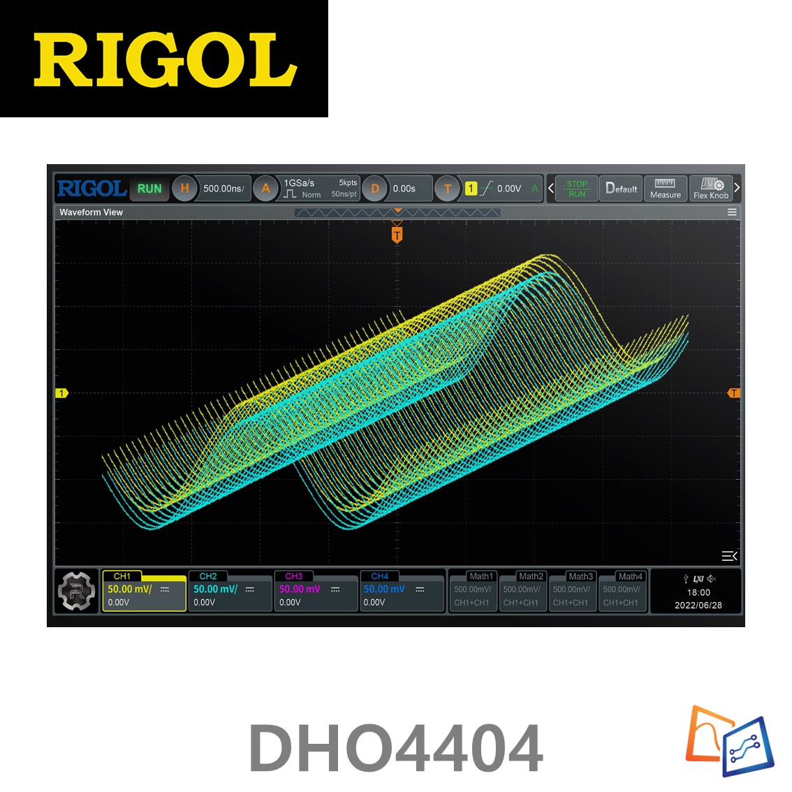 [ RIGOL DHO4404 ] 5GHz 4채널 20GSa/s 1000000 wfms/s 디지털 오실로스코프