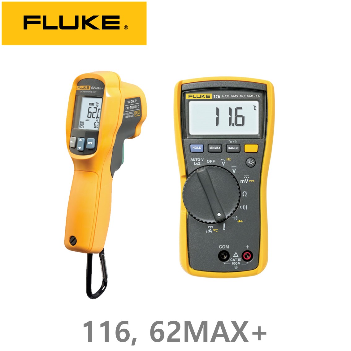 FLUKE 116, 62MAX+  디지탈 멀티미터, 정품 116+플루크 62MAX ( 적외선온도계 콤보 )