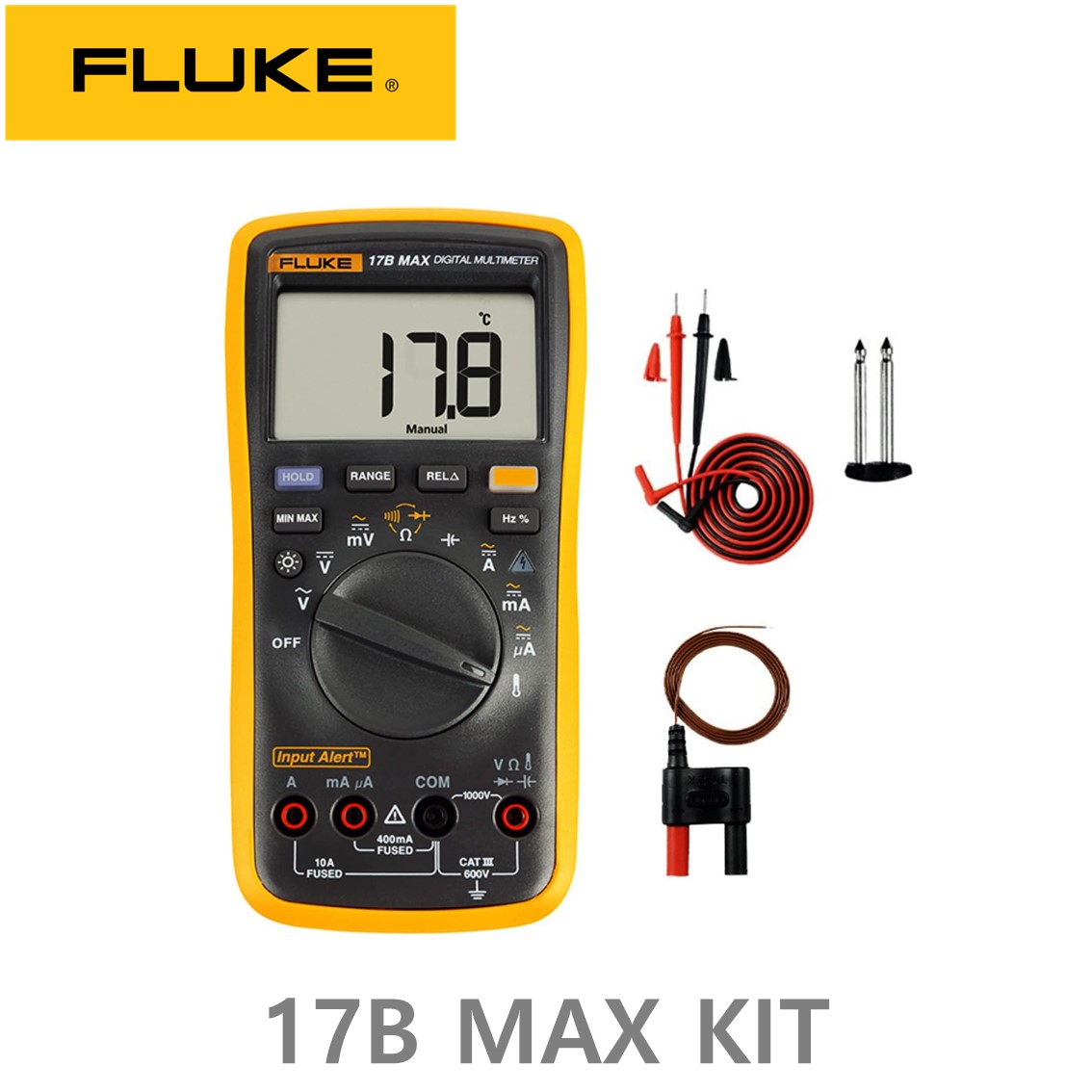 FLUKE 17B MAX KIT  정품 17B MAX KIT 디지털멀티미터, 테스터기 (4MM & 1MM)
