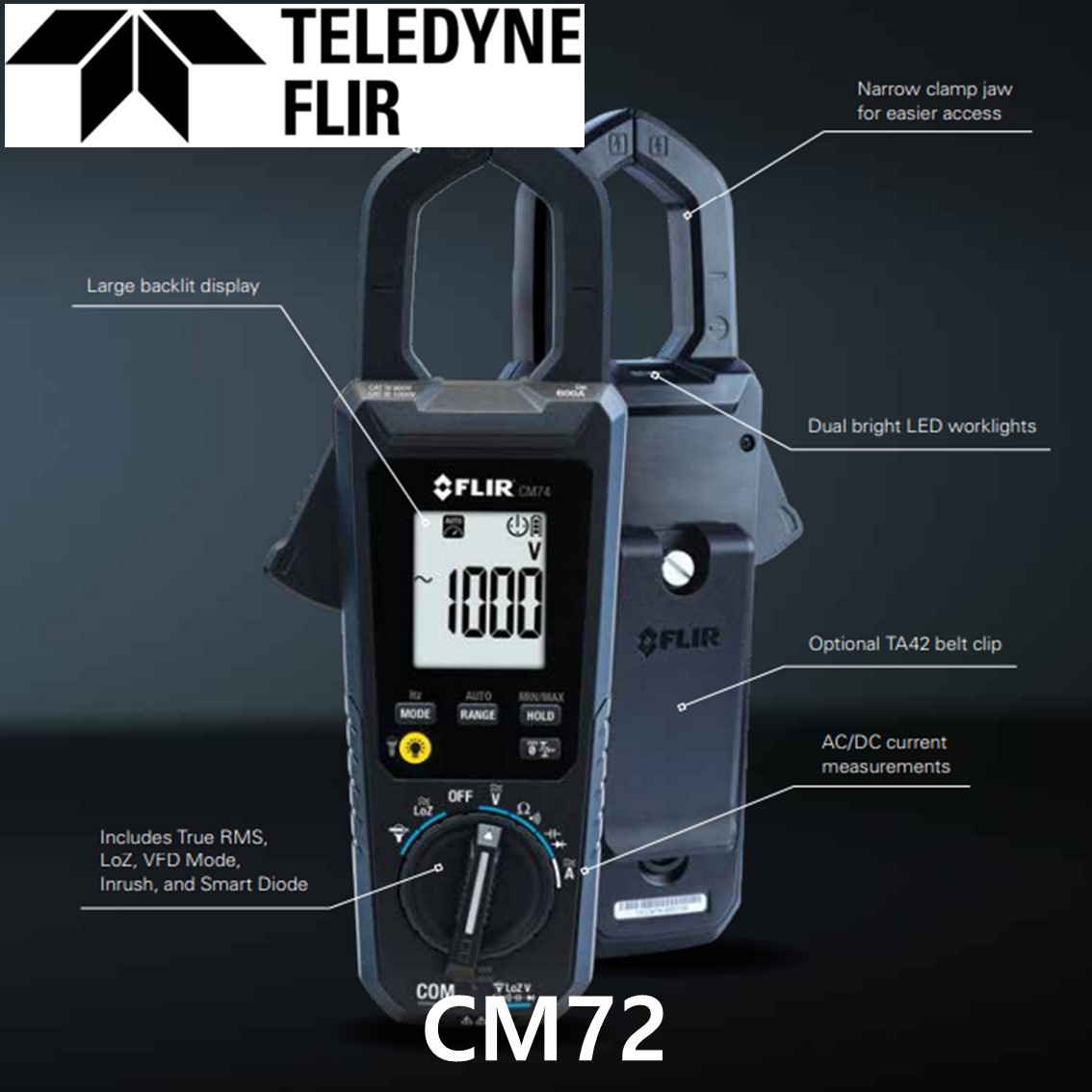 [ FLIR CM72 ] 플리어 디지털 클램프미터 AC 600A