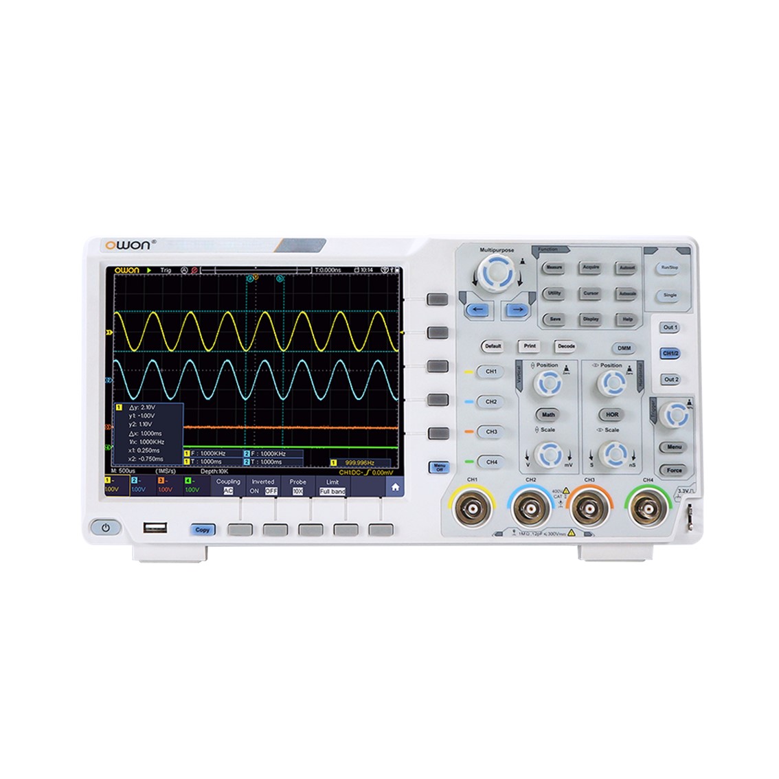 OWON XDS3064E 올인원 오실로스코프 4CH,60MHz,1GS/s, 8Bit 신호발생기,멀티미터,주파수카운터,디코더 
