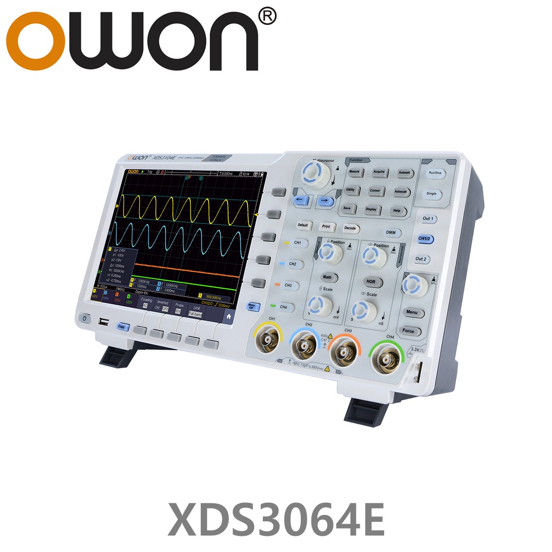 [ OWON ] XDS3064E 올인원 디지탈 오실로스코프 ( 신호발생기, 멀티미터, 주파수카운터, 디코더 60MHz, 4CH, 1GS/s, 8Bit )