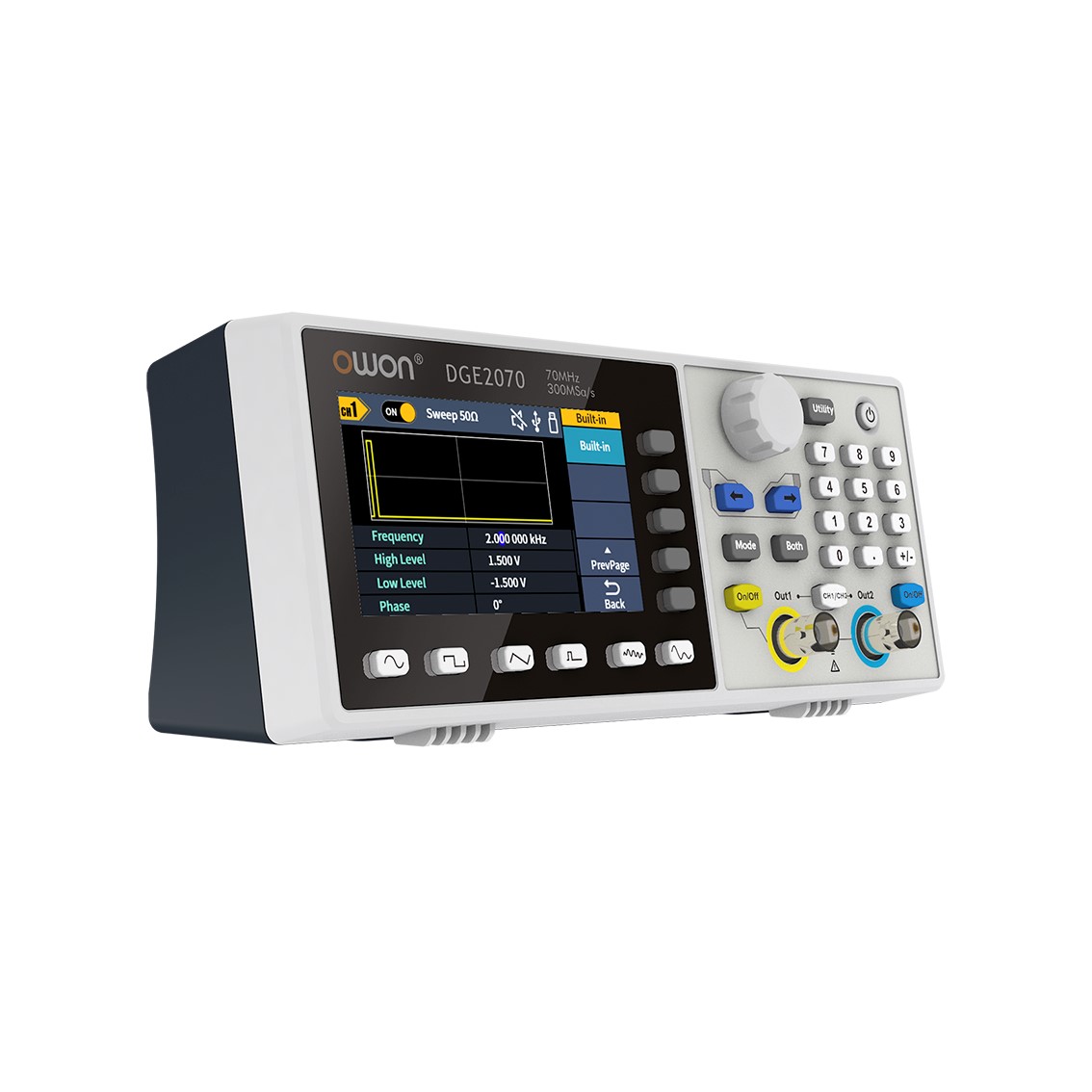 OWON DGE2070 임의 파형발생기 2CH, 70MHz, 300MS/s, 14Bits
