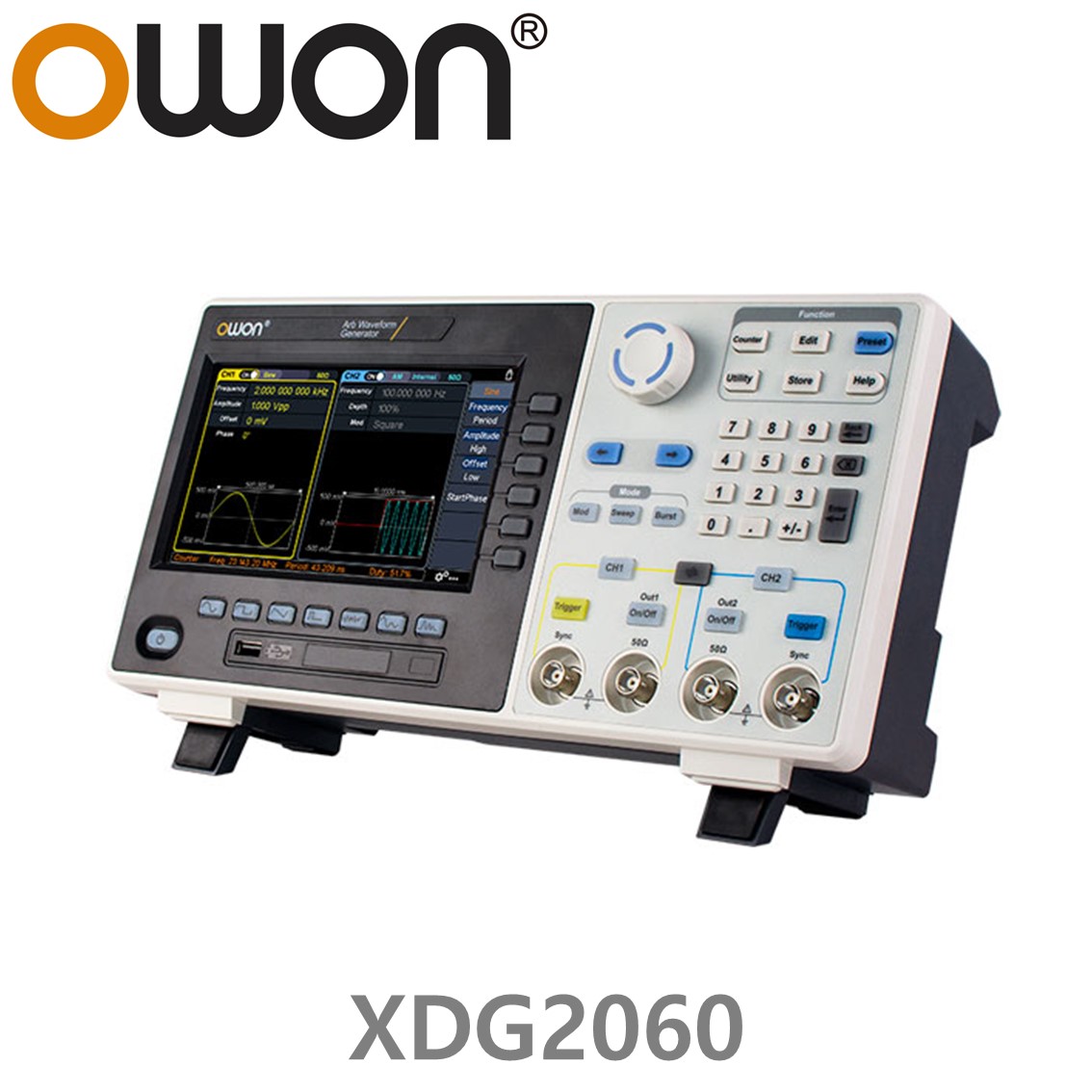 OWON XDG2060 임의 파형발생기 2CH, 60MHz, 500MS/s, 10M Memory