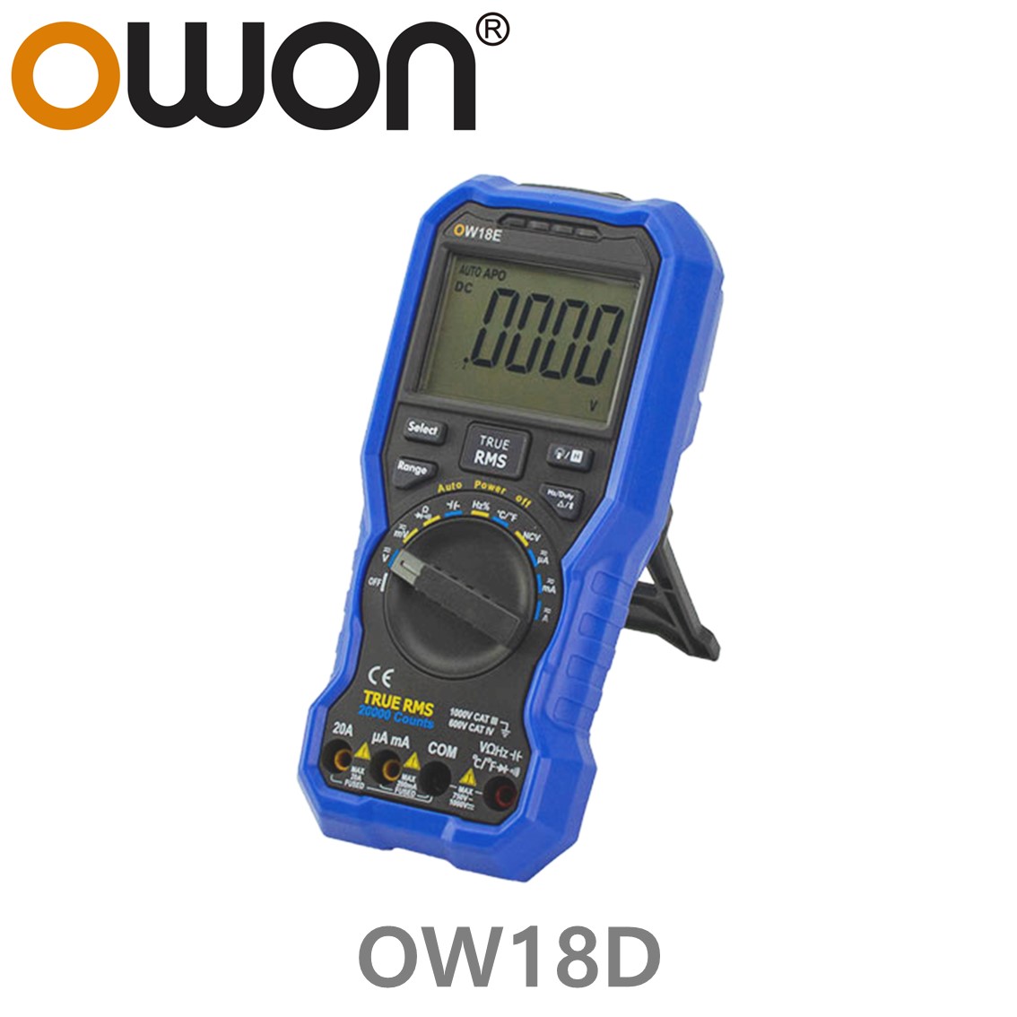 [ OWON ] OW18D 4.5 Digit 휴대용 디지탈 멀미미터, True RMS, 온도, NCV, 20A, uA, 라이트