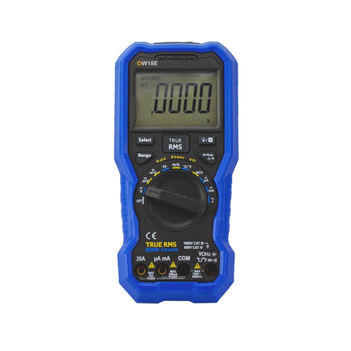 OWON OW18E  4.5 Digit 휴대용 디지탈 멀미미터, True RMS, 온도, NCV, 20A, uA, 라이트, Bluetooth