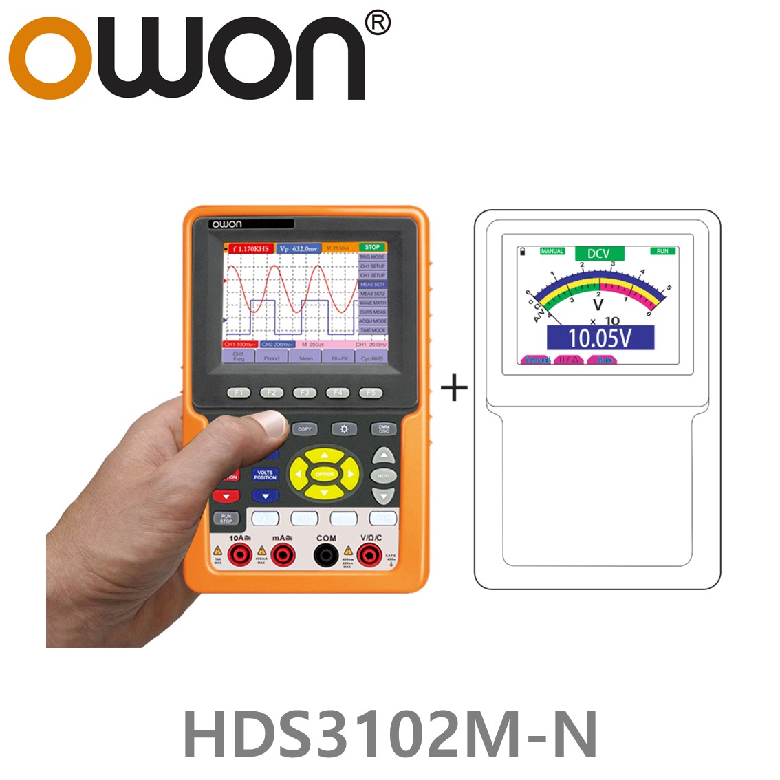 [ OWON ] HDS3102M-N 휴대용 디지탈 오실로스코프, 휴대용 DSO, 100MHz, 2CH, 1GS/s
