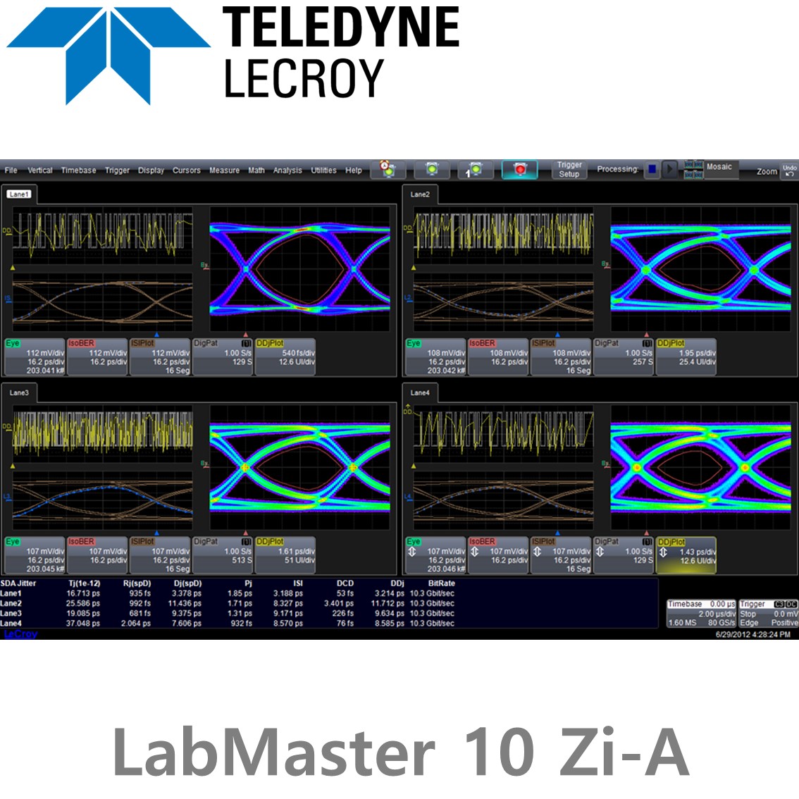 [ TELEDYNE LECROY ] 르크로이 LabMaster 10 Zi-A 오실로스코프, 4CH~80CH, 20GHz-65GHz 대역폭, 8Bit 분해능, 160GS/s 샘플링