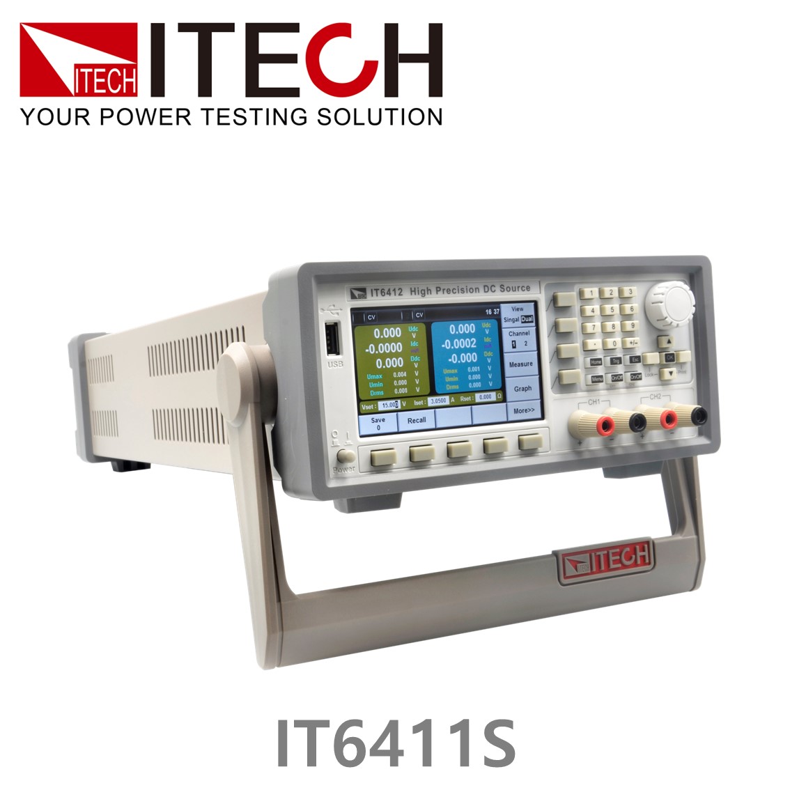 [ ITECH ] IT6411S 바이폴라 DC파워서플라이, 배터리 시뮬레이터 (-15V-0V,0-15V/±0.1 A/1.5 W