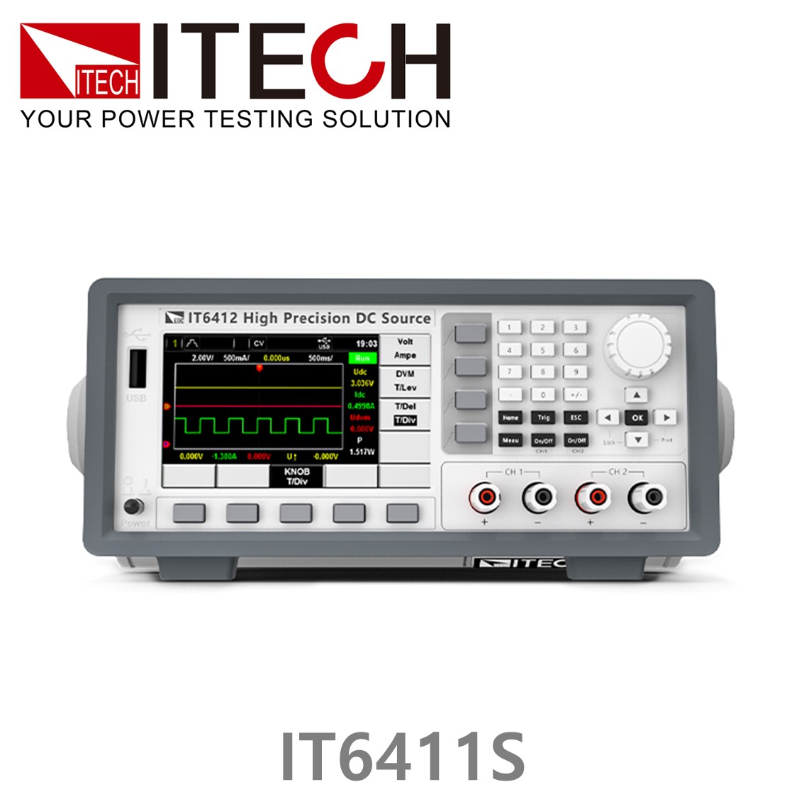 [ ITECH ] IT6411S 바이폴라 DC파워서플라이, 배터리 시뮬레이터 (-15V-0V,0-15V/±0.1 A/1.5 W