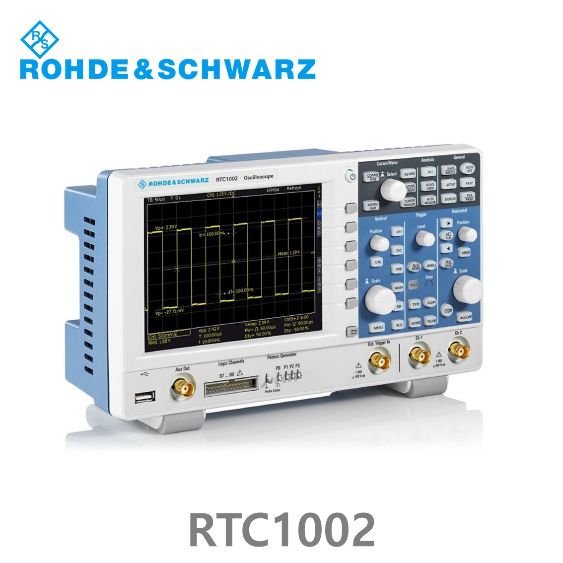 [로데슈바르즈] RTC1002  2채널/50MHz/2Gs/2Mpts/디지털8채널 (1335.7500P02) 디지탈오실로스코프