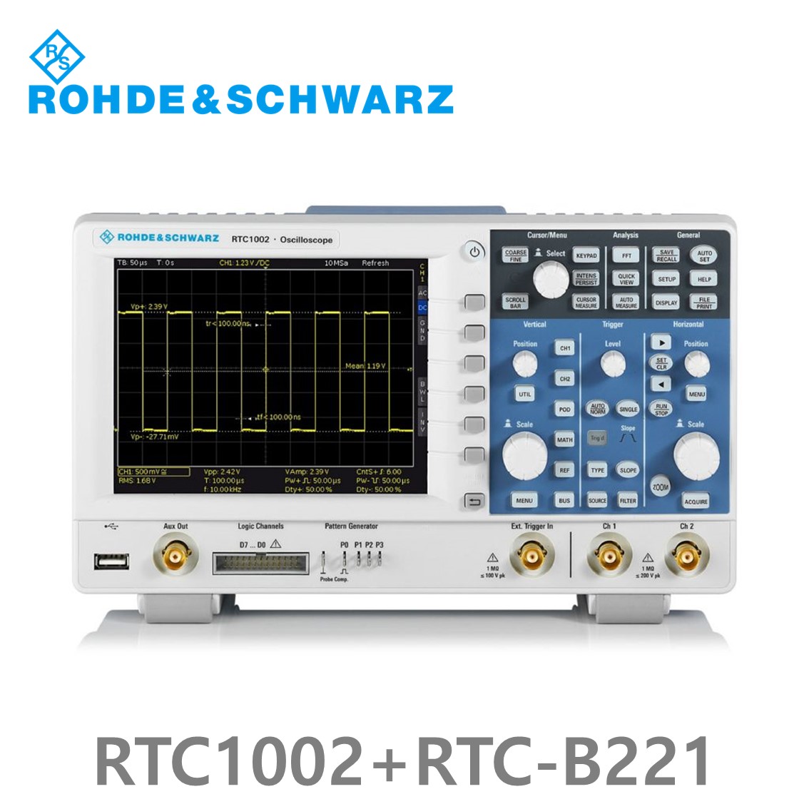 [로데슈바르즈] RTC1002+RTC-B221  2채널/100MHz/2Gs/2Mpts/디지털8채널 (1335.7500P12) 디지탈오실로스코프