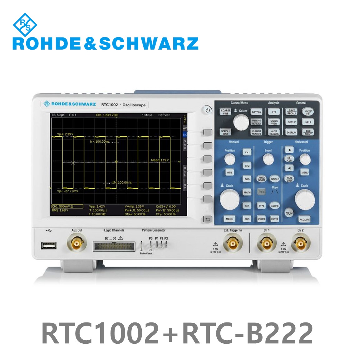 [로데슈바르즈] RTC1002+RTC-B222  2채널/200MHz/2Gs/2Mpts/디지털8채널 (1335.7500P22) 디지탈오실로스코프