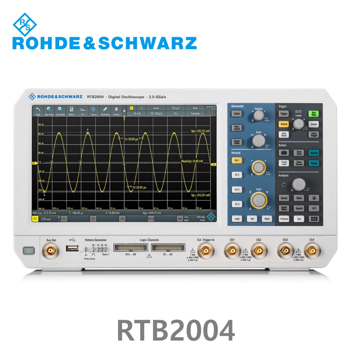 [ 로데슈바르즈 ] RTB2004  4채널/70MHz/2.5 Gs/20Mpts/디지털16채널 (1333.1005.04) 디지탈오실로스코프