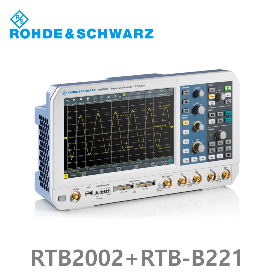 [ 로데슈바르즈 ] RTB2002+RTB-B221  2채널/100 MHz/2.5 Gs/20Mpts/디지털16채널 (1333.1005P12) 디지탈오실로스코프