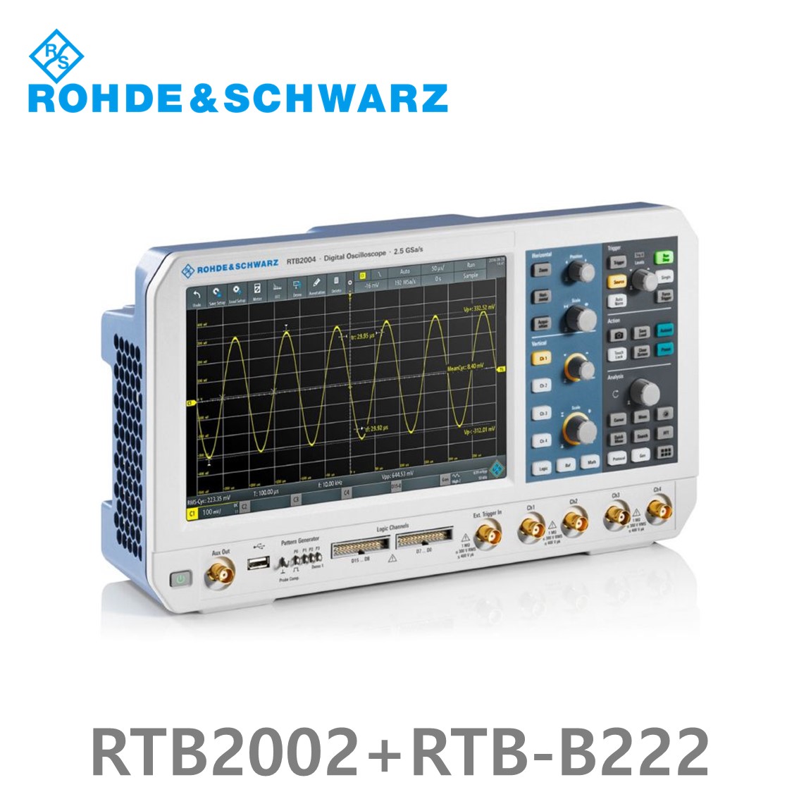 [ 로데슈바르즈 ] RTB2002+RTB-B222  2채널/200MHz/2.5Gs/20 Mpts/디지털16채널 (1333.1005P22) 디지탈오실로스코프