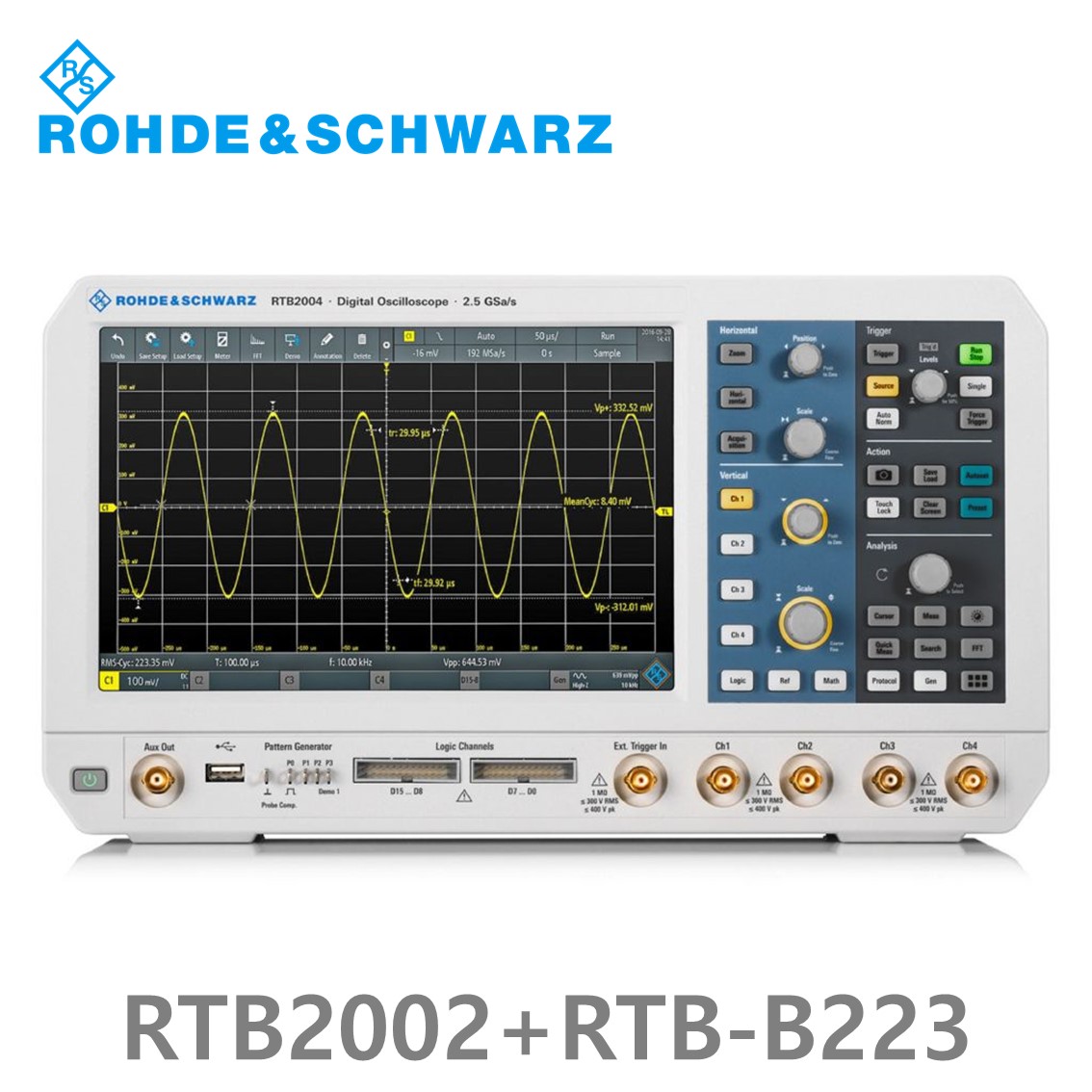 로데슈바르즈 RTB2002+RTB-B223  오실로스코프 2채널 300MHz/ 2.5Gs/ 20 Mpts/ 디지털16채널