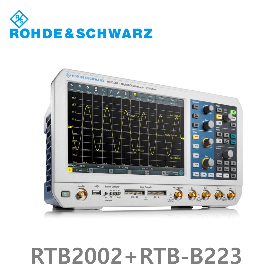 [ 로데슈바르즈 ] RTB2002+RTB-B223  2채널/300MHz/2.5Gs/20 Mpts/디지털16채널 (1333.1005P32) 디지탈오실로스코프