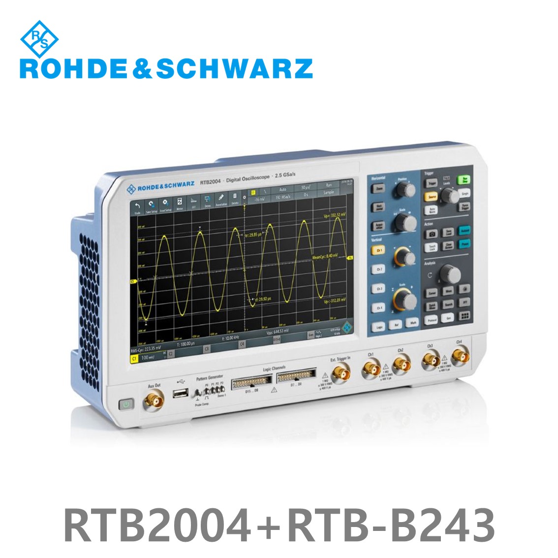 [ 로데슈바르즈 ] RTB2004+RTB-B243  4채널/300MHz/2.5Gs/20 Mpts/디지털16채널 (1333.1005P34) 디지탈오실로스코프