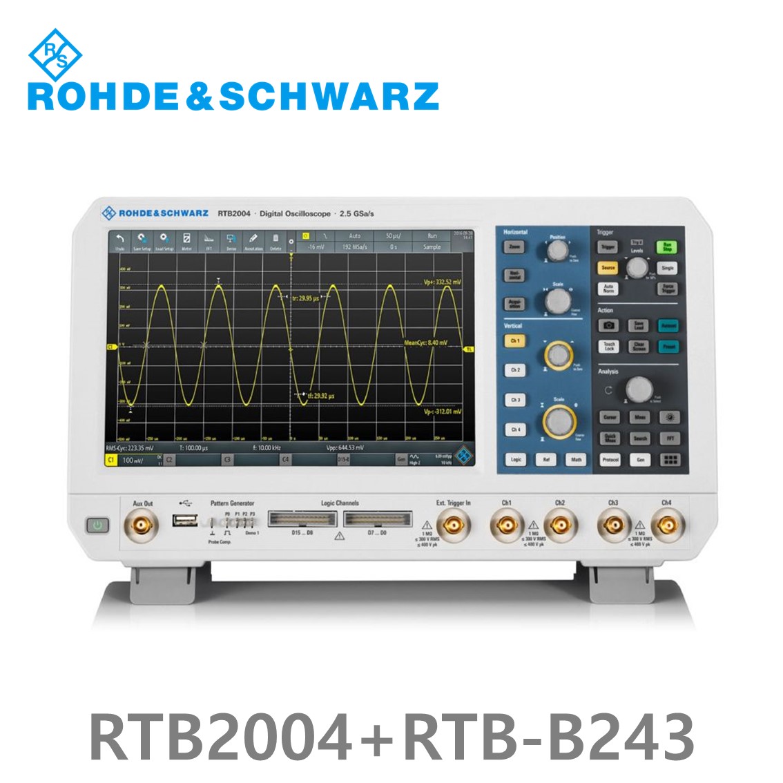 로데슈바르즈 RTB2004+RTB-B243  오실로스코프 4채널 300MHz/ 2.5Gs/ 20Mpts/ 디지털16채널