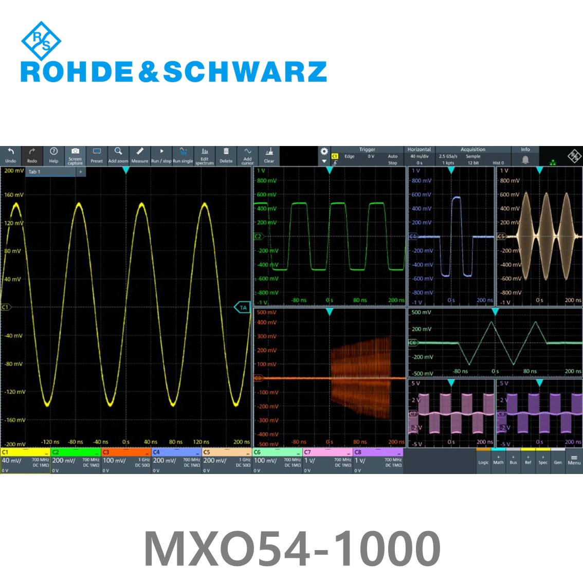 [ 로데슈바르즈 ] MXO54-1000  4채널/1GHz/5Gs/500Mpts/디지털16채널 (1802.1008P41) 디지탈오실로스코프