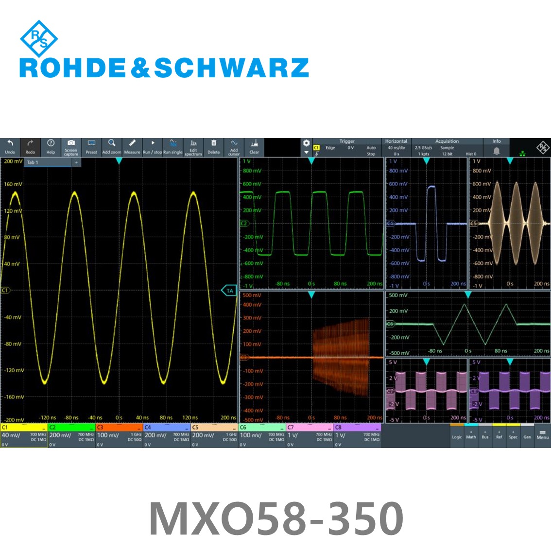 [ 로데슈바르즈] MXO58-350  8채널/350 MHz/8Gs/500Mpts/디지털16채널 (1802.1008P83) 디지탈오실로스코프