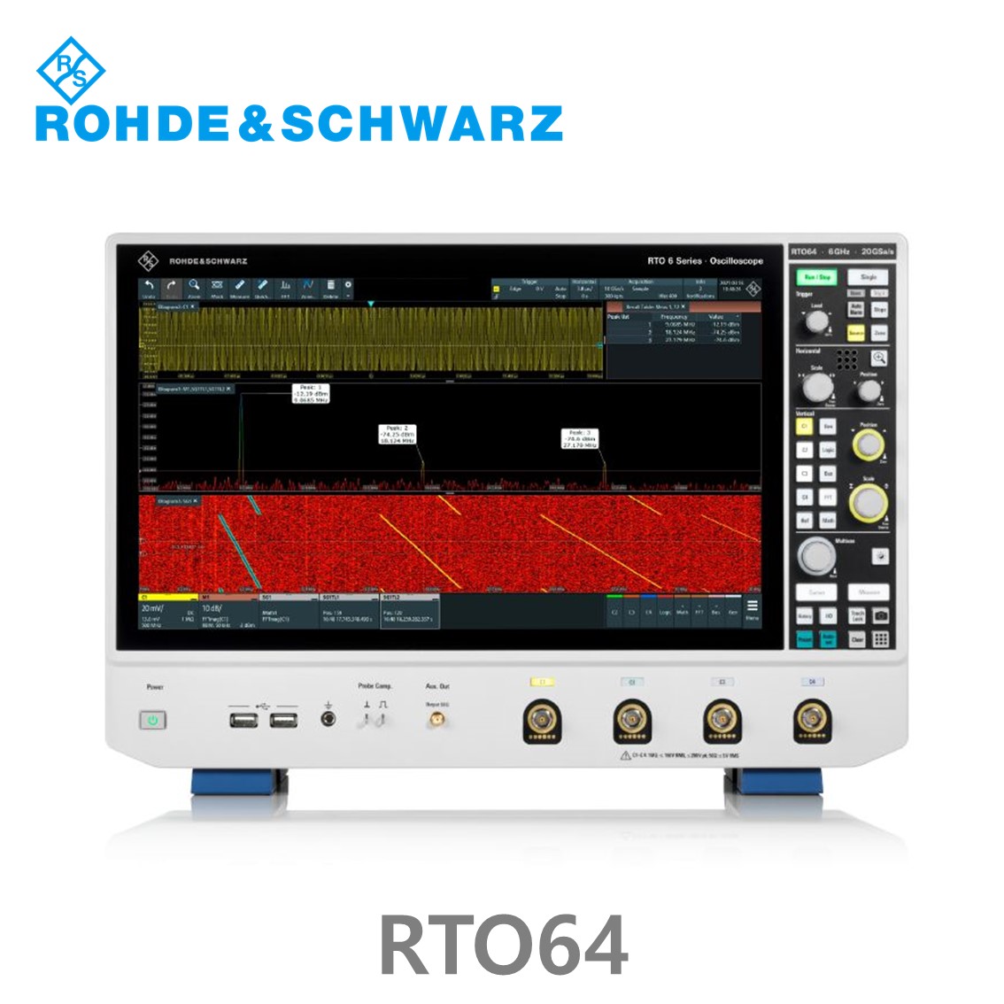 [ 로데슈바르즈 ] RTO64  4채널/600MHz~6 GHz/20 G/s, 2 Gpts/디지털16채널 (1802.0001.04) 디지탈오실로스코프