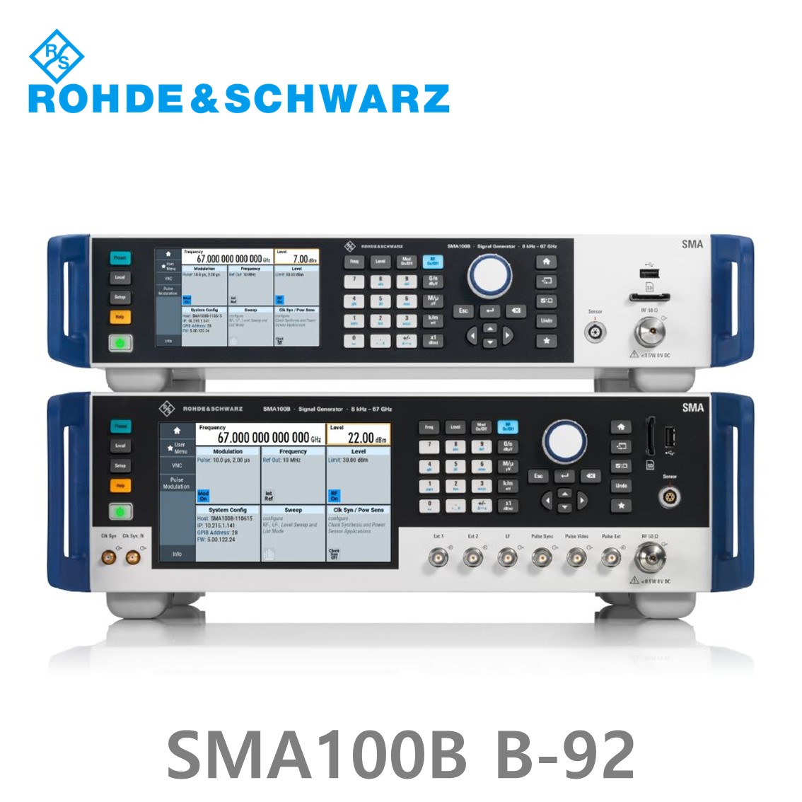 [ 로데슈바르즈 ] SMA100B, SMAB-B92, 8 kHz~ 72GHz, –132 dBc, 30 dBm, 마이크로웨이브 신호발생기 (1420.8288.04)