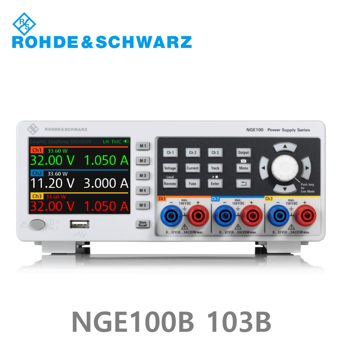 로데슈바르즈 NGE103B  3채널/100W DC파워서플라이, 0V~32V, 0A~3A  DC전원공급기 (5601.3800.03)