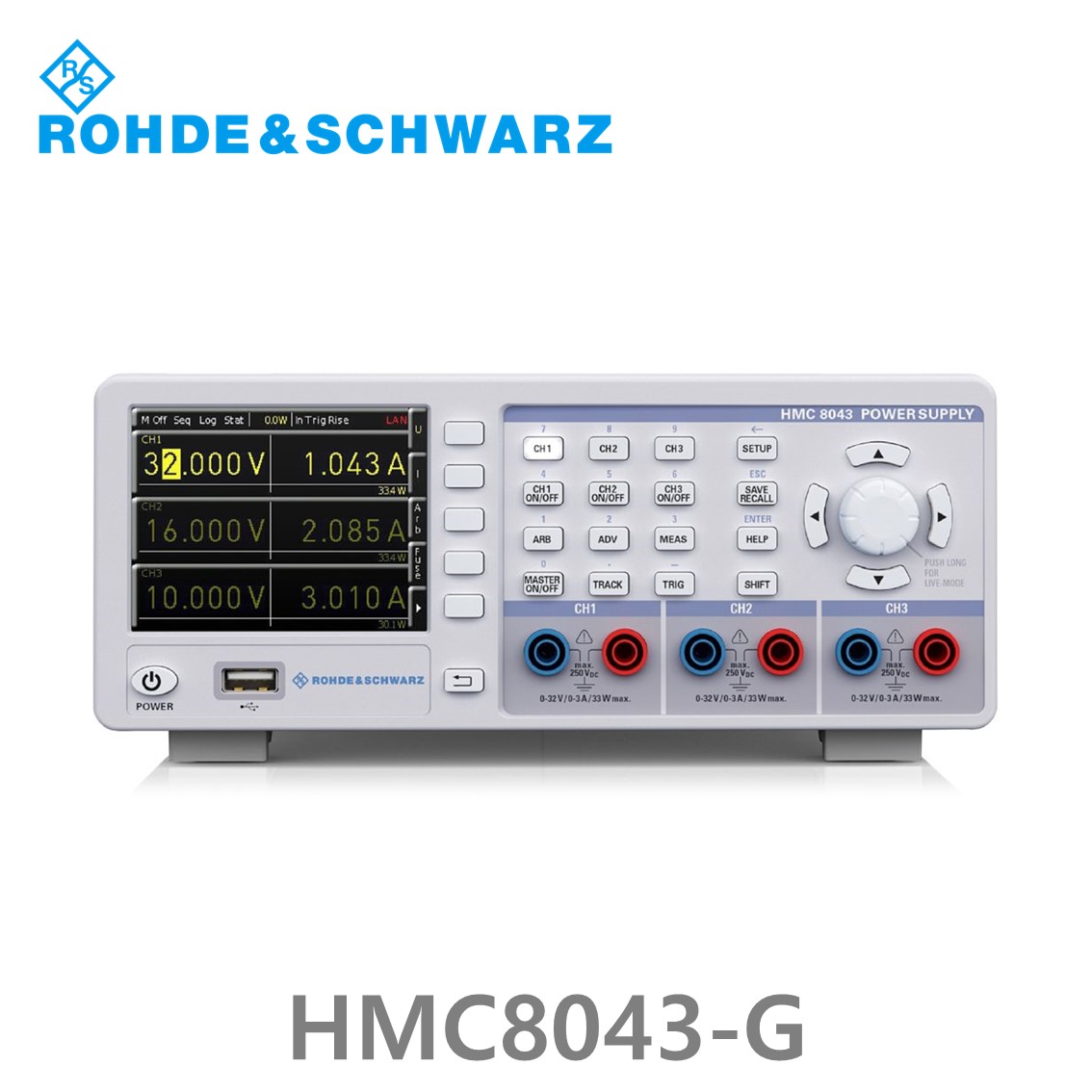 [로데슈바르즈 ] HMC8043-G  3채널/100W/0V~32V, 3A DC파워서플라이 (3593.1058.02)