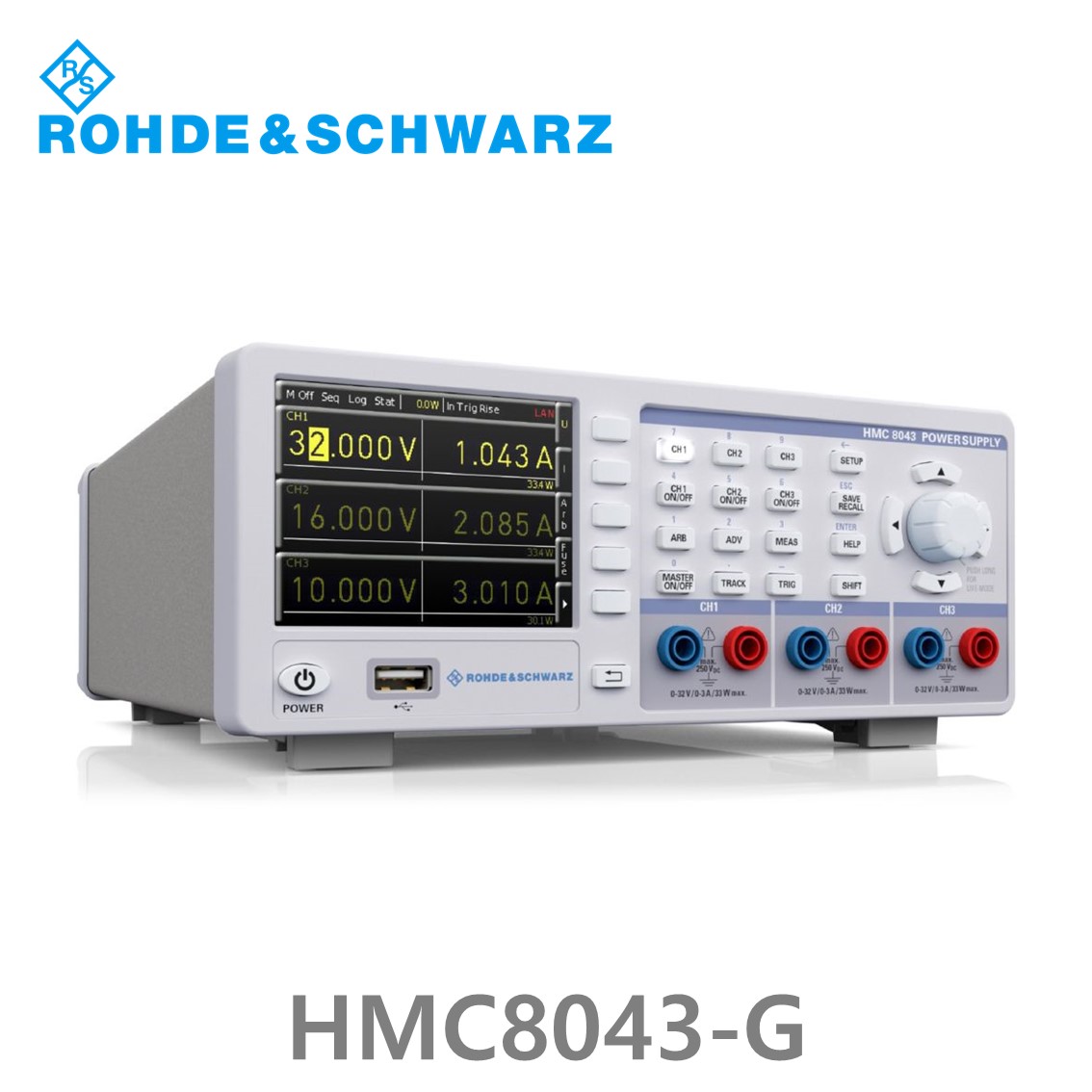 [로데슈바르즈 ] HMC8043-G  3채널/100W/0V~32V, 3A DC파워서플라이 (3593.1058.02)