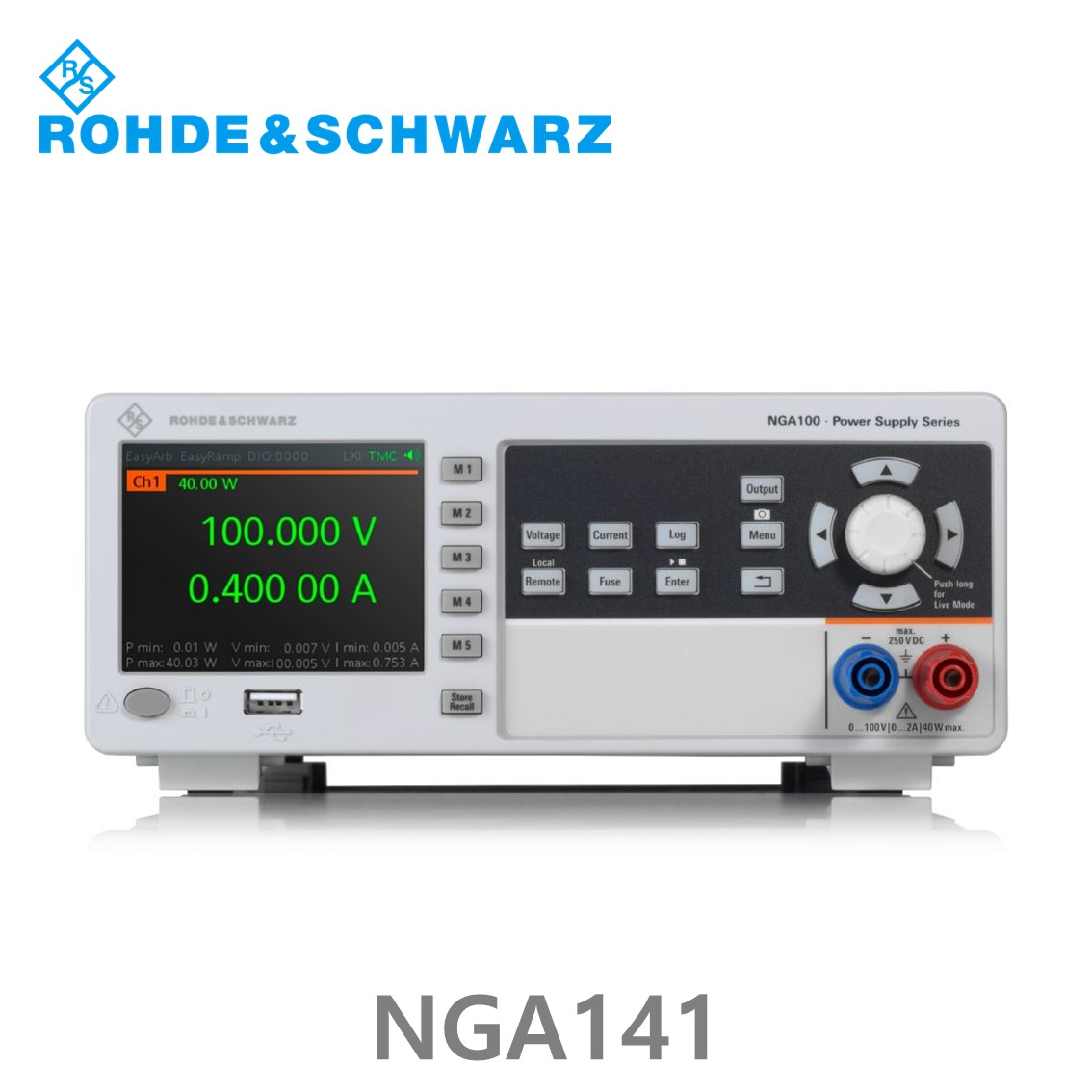 로데슈바르즈 NGA141  1채널/40W/0V~100V, 0A~2A DC파워서플라이 (5601.8002.03)